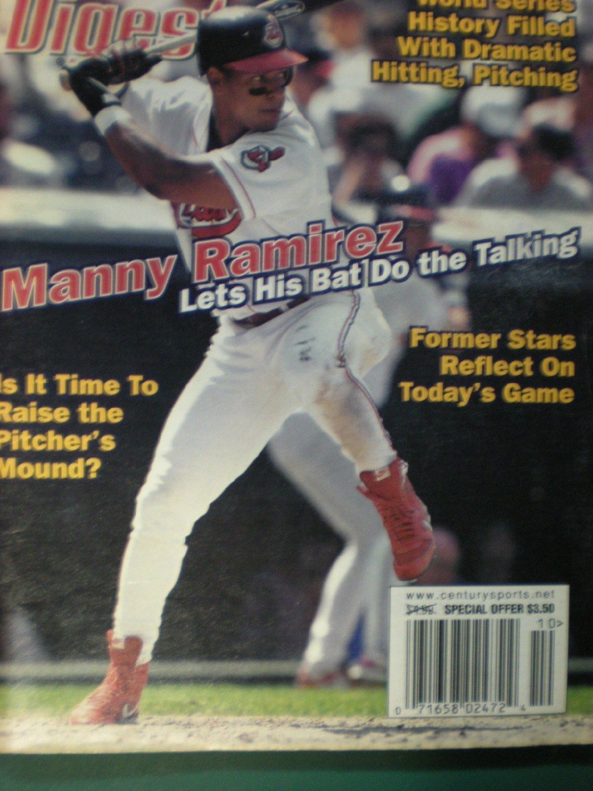BASEBALL DIGEST MAGAZINE OCT.1999 MANNY RAMIREZ OF THE CLEVELAND INDIANS - $21.80