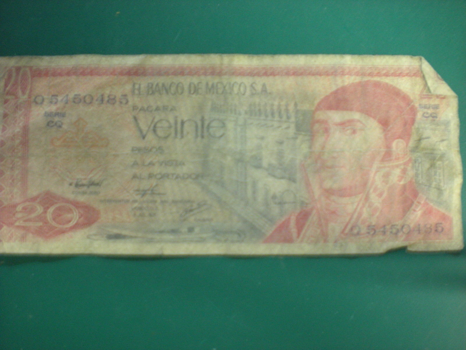 1977, -20 Veinte Pesos  El Banco De Mexico Bank Note -#D-3-28 - £23.99 GBP