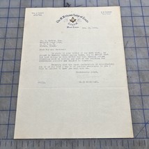 The W.M. Grand Lodge Of Texas A.F. &amp; A.M. 1923 Letter Waco Texas - £16.64 GBP