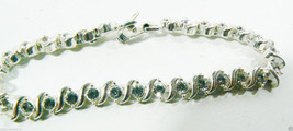 Monet Signed Silver Tone Metal Round CZ Cubic Zirconia S link Tennis Bracelet - £49.41 GBP