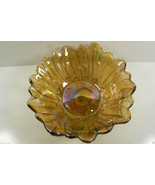 Indiana Carnival Golden Amber iridized Marigold Sunflower Glass Candy Di... - £47.31 GBP