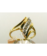 Lovely 10k yellow gold Diamond wave Ring Sz 7  free shipping - £82.49 GBP