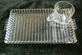 Great Depression Vintage Hazel Atlas Orchard Pattern Bead &amp; RIbs Cup &amp; Tray set - £23.98 GBP