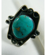 VINTAGE RETRO STERLING SILVER 925 BLUE TURQUOISE BLUE STONE RING SZ 5 - £39.16 GBP