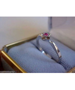 18 K White Gold Round Cut Ruby  Ring Band sz 8 $450 NWT - £146.44 GBP