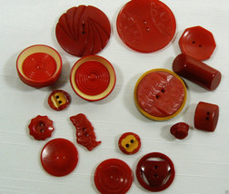 VTG Mix Lot of 16 assorted color red size Rare Dwarf all bakelite carved buttons - £128.41 GBP