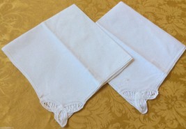 White Linen Cotton Elegant Battenburg lace Dining Napkin set of 2 - $19.00