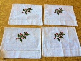 Set of 4 Lillian Vernon cotton Placemats Table doily towel Holiday Embro... - $30.00