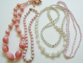 Lot of 4 VTG Fashion Beaded Strands Necklaces Licite Plastic Pink Pearly - £19.11 GBP