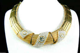Swarovski Gold Plate Clear Crystal rhinestones Necklace Signed Authentic $0 Ship - £274.33 GBP