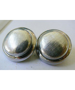 BARTEK SIGNED SILVER TONE METAL ROUND CLIP ON EARRINGS - £25.54 GBP