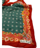 Vintage Maxim Bergere Scarf Red Green Orange Floral 1950s Victorian Roma... - $33.51