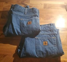 Carhartt Relaxed Fit Carpenter Jeans Men&#39;s Size 40x30 Blue B171 DST Lot Of 2 - $59.39