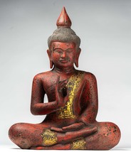 Antique Khmer Style Cambodia Seated Wood Buddha Statue Teaching Mudra - 70cm/28&quot; - £1,342.19 GBP