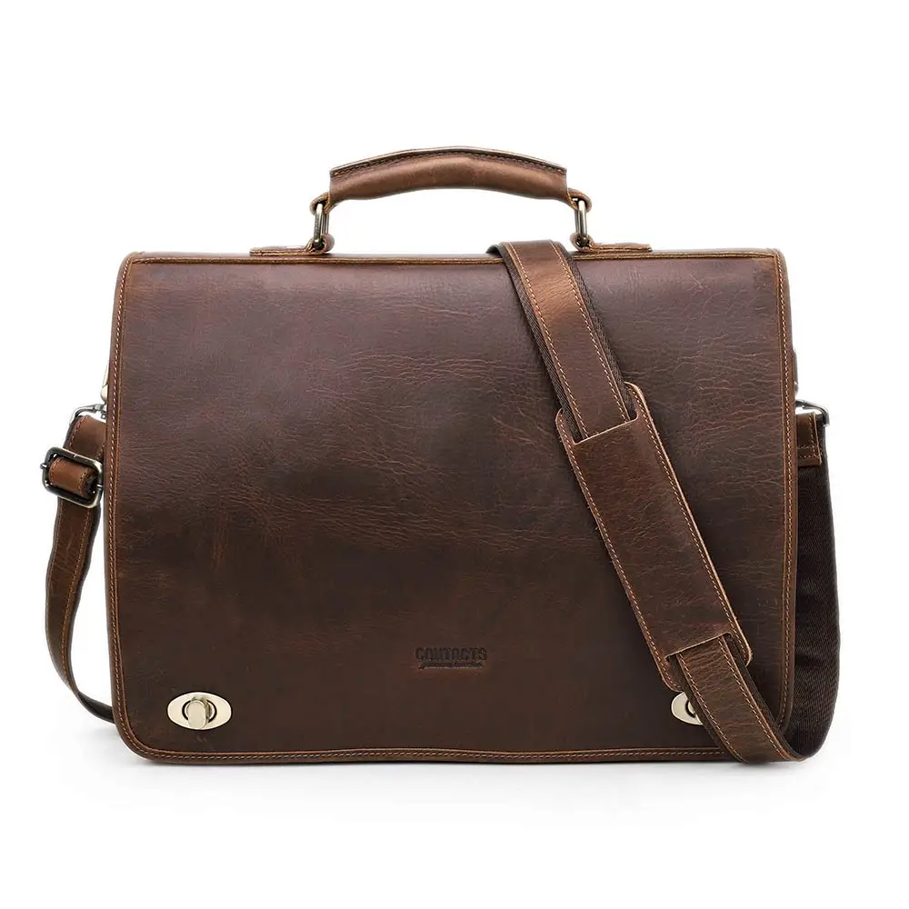 Vintage Genuine Leather Men Briefcase for Business Portfolio Document Laptop 15. - £253.97 GBP