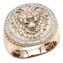 0.30 Ctw Brilliant Moissanite 14K Rose Gold Over Lion Head Band Pinky Men&#39;s Ring - $94.32