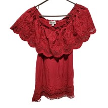 Knox Rose Shirt Womens Size Small Off the Shoulder Maroon Colored - £10.21 GBP