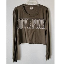 Victoria&#39;s Secret PINK Army / Olive Green Cropped Top Tee Size Medium - $380.72 MXN