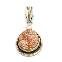 Vintage Signed Gfmw Great Falls Metal Works Sterling Oval Leopard Jasper... - £66.48 GBP