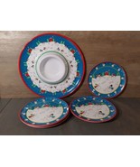 Vintage Leahy Designs Melamine 1992 Christmas Snowman Plates 8&#39;&#39; Chip Di... - $55.80