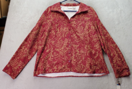 ERIKA Shirts Womens XL Cranberry Floral Polyester Long Sleeve Collar Button Down - £18.24 GBP