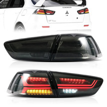 Vland Led Tail Lamps Rear Lights 08-17 Mitsubishi Lancer Evo X Dynamic Smoke - £176.32 GBP