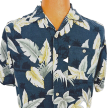 Islander Hawaiian Aloha S Shirt Palm Trees Leaves Shadow Tiki Hut Tropical - £32.12 GBP