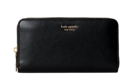 New Kate Spade Spencer Saffiano Leather Zip Around Continental Wallet Black - £59.69 GBP