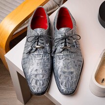 Men's Shoes genuine caiman crocodile dress derby's Tulum Gray image 11