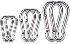 6PCS Spring Snap Hooks Carabiner- 304 Premium Stainless Steel Heavy Duty Carabin - £9.63 GBP