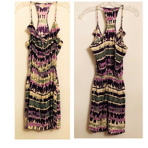 Parker Silk Racerback Sleeveless Straps Multicolor Abstract Print Dress Tank - £26.77 GBP