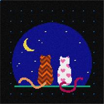 Pepita Needlepoint kit: Cats and Moon, 10&quot; x 10&quot; - £61.91 GBP+