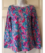 Lilly Pulitzer Aleah Top Long Sleeve  Surf Blue Flim Flam Size S NWOT - $39.98