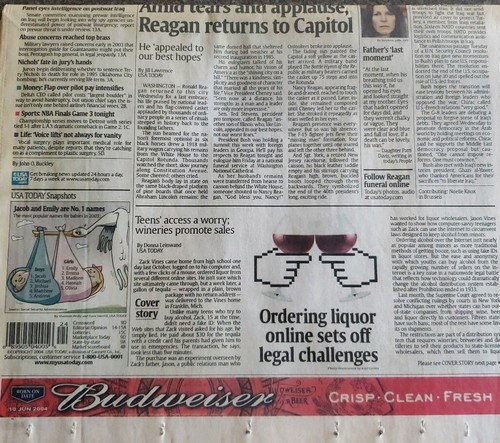 USA TODAY Newspaper ~ Thursday, June 10, 2004 ~ A Washington Farewell - Reagan Item image 2