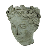 Distressed Cement Classic Greek Lady Head Indoor Outdoor Wall Mounted Planter - $43.55