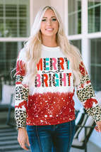Red Merry And Bright Leopard Print Crew Neck Top - £18.43 GBP