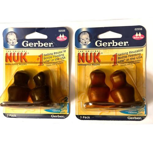 Gerber NUK Size 2 - 2 Pack Latex Orthodontic Nipples Medium Flow Baby Nipples - $23.33