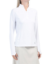 NWT Ladies ADIDAS White 1/4 Zip Long Sleeve Mock Golf Tennis Shirt S M L &amp; XL - £31.59 GBP