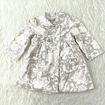 Polly Flinders Infant Girls size 12 Month Lined Button Front Coat Grey OW Floral - £13.64 GBP