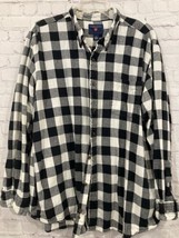 Saddlebred Men&#39;s button up flannel shirt buffalo Plaid black white XXL 2... - $12.86