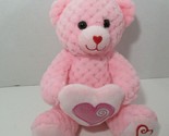 Inter-American Plush pink quilted look teddy bear holding heart foot hea... - $15.58