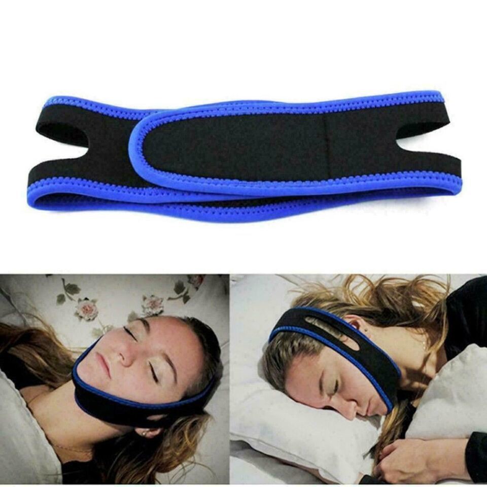 Anti Snoring Sleep Apnea Jaw Solution Snore Stop Belt Cpap Blue Chin Strap - $7.18