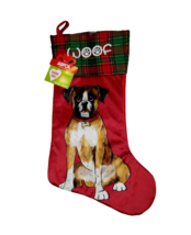 ASPCA Woof Boxer 18 in Red Christmas Stocking New - $8.51