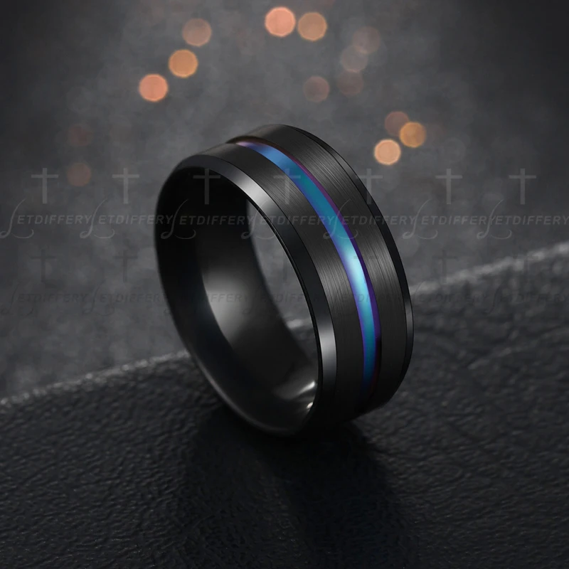 Y hot sale groove rings black blu stainless steel midi rings for men charm male jewelry thumb200
