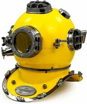 Yellow Finish Diving Helmet Solid metal Scuba Vintage Divers US Navy Mark V helm - £148.91 GBP