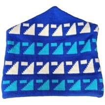 Maureen of the Mews Multicolor Blue Geometric Fleece Lined Ski Beanie Vi... - $25.00