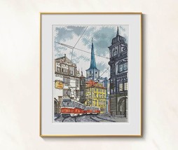 Prague Cross Stitch Old Town Pattern pdf – Travel cross stitch Prague em... - $14.99