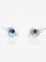 Original Design Earrings Blue Artificial Crystal Vintage Different Pupils Stud E - £21.64 GBP
