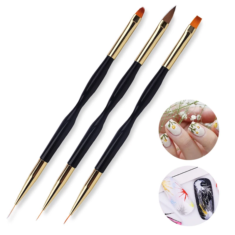 1Pcs Manicure Brush Dual End Uv Gel Nail Art Brush Set 7/9/11mm Extension - £11.73 GBP