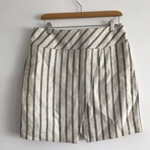 J. Crew Linen Skirt Womens 4 Gray Cream Striped  Crossover Wrap Pencil S... - $12.09